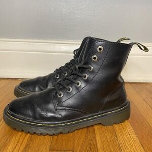 Dr. Martens Boots Womens Size 6 Black Leather Combat Lace Up Slip Resistant